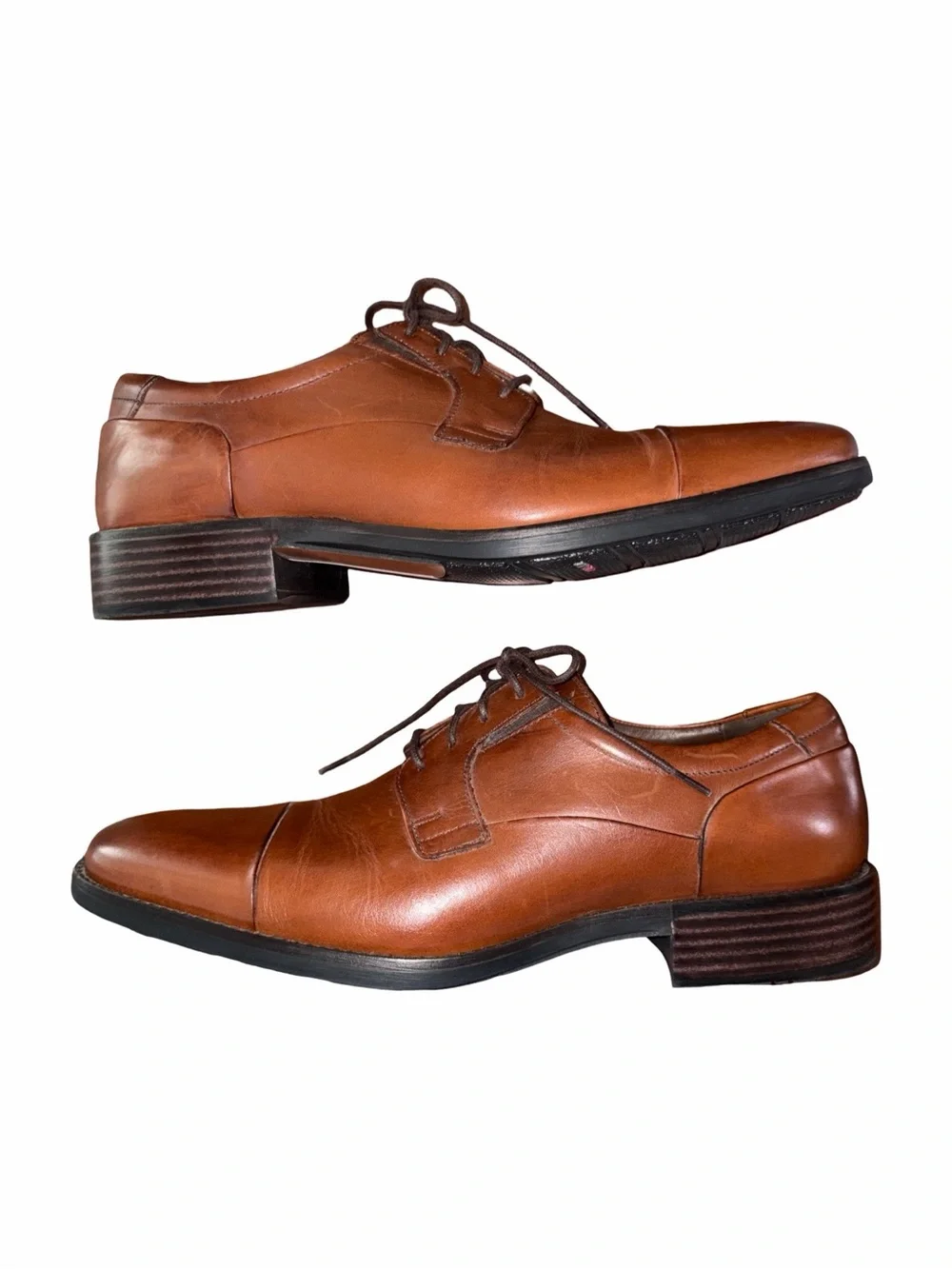 Johnston & Murphy Lancaster Toe Classic Brown Leather Lace-Up Dress Shoe Size 10